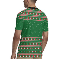 Golden Retriever Christmas Rugby Jersey with Red Scarf Snowflakes and Tree Pattern - Wonder Print Shop