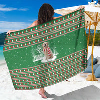 Golden Retriever Christmas Sarong with Red Scarf Snowflakes and Tree Pattern - Wonder Print Shop