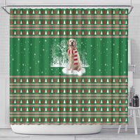 Golden Retriever Christmas Shower Curtain with Red Scarf Snowflakes and Tree Pattern - Wonder Print Shop