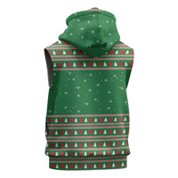 Golden Retriever Christmas Sleeveless Zip Hoodie with Red Scarf Snowflakes and Tree Pattern - Wonder Print Shop