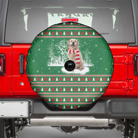Golden Retriever Christmas Spare Tire Cover with Red Scarf Snowflakes and Tree Pattern - Wonder Print Shop