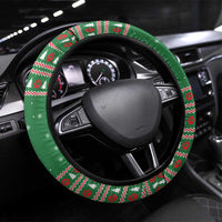 Golden Retriever Christmas Steering Wheel Cover with Red Scarf Snowflakes and Tree Pattern - Wonder Print Shop
