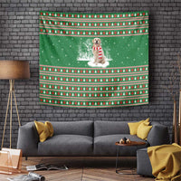 Golden Retriever Christmas Tapestry with Red Scarf Snowflakes and Tree Pattern - Wonder Print Shop