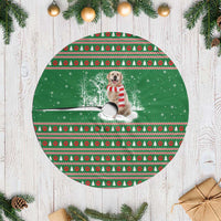 Golden Retriever Christmas Tree Skirt with Red Scarf Snowflakes and Tree Pattern - Wonder Print Shop