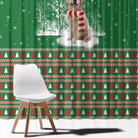 Golden Retriever Christmas Window Curtain with Red Scarf Snowflakes and Tree Pattern - Wonder Print Shop