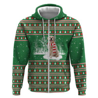 Golden Retriever Christmas Zip Hoodie with Red Scarf Snowflakes and Tree Pattern - Wonder Print Shop