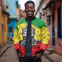 Haile Selassie I Bomber Jacket Ethiopia Lion of Judah and Conquering Lion Pattern Tribute - Wonder Print Shop