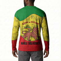 Haile Selassie I Button Sweatshirt Ethiopia Lion of Judah and Conquering Lion Pattern Tribute