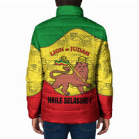 Haile Selassie I Padded Jacket Ethiopia Lion of Judah and Conquering Lion Pattern Tribute - Wonder Print Shop