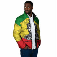 Haile Selassie I Padded Jacket Ethiopia Lion of Judah and Conquering Lion Pattern Tribute - Wonder Print Shop