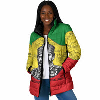 Haile Selassie I Padded Jacket Ethiopia Lion of Judah and Conquering Lion Pattern Tribute - Wonder Print Shop