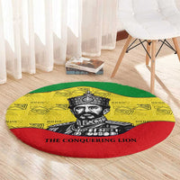 Haile Selassie I Round Carpet Ethiopia Lion of Judah and Conquering Lion Pattern Tribute - Wonder Print Shop