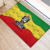Haile Selassie I Rubber Doormat Ethiopia Lion of Judah and Conquering Lion Pattern Tribute - Wonder Print Shop