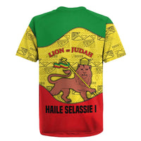 Haile Selassie I Rugby Jersey Ethiopia Lion of Judah and Conquering Lion Pattern Tribute - Wonder Print Shop