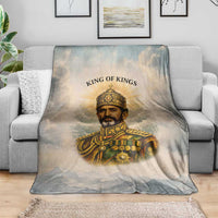 Haile Selassie I Ethiopia Blanket with King of Kings and Conquering Lion Cloud Rays and Regal Portrait - Wonder Print Shop