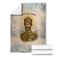 Haile Selassie I Ethiopia Blanket with King of Kings and Conquering Lion Cloud Rays and Regal Portrait - Wonder Print Shop