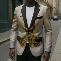 Haile Selassie I Ethiopia Blazer with King of Kings and Conquering Lion Cloud Rays and Regal Portrait