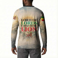 Haile Selassie I Ethiopia Button Sweatshirt with King of Kings and Conquering Lion Cloud Rays and Regal Portrait