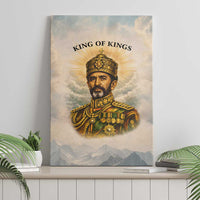 Haile Selassie I Ethiopia Canvas Wall Art with King of Kings and Conquering Lion Cloud Rays and Regal Portrait - Wonder Print Shop