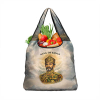 Haile Selassie I Ethiopia Grocery Bag with King of Kings and Conquering Lion Cloud Rays and Regal Portrait - Wonder Print Shop