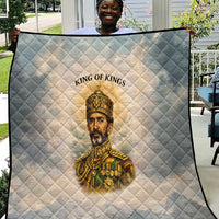 Haile Selassie I Ethiopia Quilt with King of Kings and Conquering Lion Cloud Rays and Regal Portrait - Wonder Print Shop