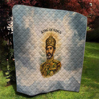 Haile Selassie I Ethiopia Quilt with King of Kings and Conquering Lion Cloud Rays and Regal Portrait - Wonder Print Shop