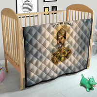 Haile Selassie I Ethiopia Quilt with King of Kings and Conquering Lion Cloud Rays and Regal Portrait - Wonder Print Shop