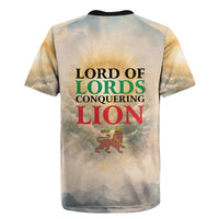 Haile Selassie I Ethiopia Rugby Jersey with King of Kings and Conquering Lion Cloud Rays and Regal Portrait
