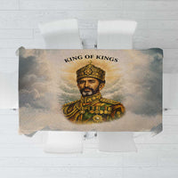 Haile Selassie I Ethiopia Tablecloth with King of Kings and Conquering Lion Cloud Rays and Regal Portrait - Wonder Print Shop