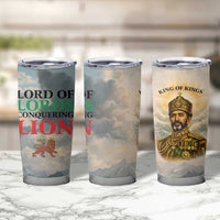 Haile Selassie I Ethiopia Tumbler Cup with King of Kings and Conquering Lion Cloud Rays and Regal Portrait - Wonder Print Shop