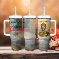 Haile Selassie I Ethiopia Tumbler With Handle with King of Kings and Conquering Lion Cloud Rays and Regal Portrait - Wonder Print Shop