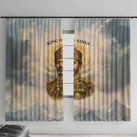 Haile Selassie I Ethiopia Window Curtain with King of Kings and Conquering Lion Cloud Rays and Regal Portrait - Wonder Print Shop