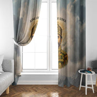 Haile Selassie I Ethiopia Window Curtain with King of Kings and Conquering Lion Cloud Rays and Regal Portrait - Wonder Print Shop