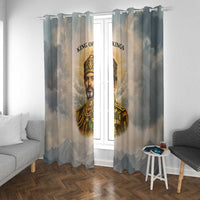 Haile Selassie I Ethiopia Window Curtain with King of Kings and Conquering Lion Cloud Rays and Regal Portrait - Wonder Print Shop