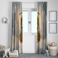 Haile Selassie I Ethiopia Window Curtain with King of Kings and Conquering Lion Cloud Rays and Regal Portrait - Wonder Print Shop