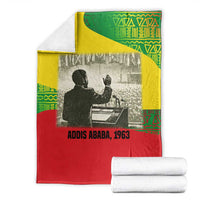 Ethiopia Haile Selassie I Blanket with Addis Ababa 1963 Speech Quote Pan-African Flag Colors and Kente Pattern - Wonder Print Shop