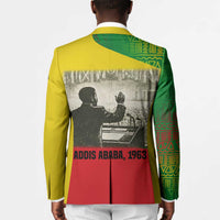 Ethiopia Haile Selassie I Blazer with Addis Ababa 1963 Speech Quote Pan-African Flag Colors and Kente Pattern