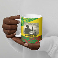 Ethiopia Haile Selassie I Ceramic Mug with Addis Ababa 1963 Speech Quote Pan-African Flag Colors and Kente Pattern - Wonder Print Shop