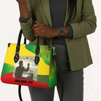 Ethiopia Haile Selassie I Leather Bag with Addis Ababa 1963 Speech Quote Pan-African Flag Colors and Kente Pattern - Wonder Print Shop