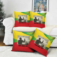 Ethiopia Haile Selassie I Pillow Cover with Addis Ababa 1963 Speech Quote Pan-African Flag Colors and Kente Pattern - Wonder Print Shop