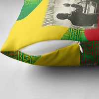 Ethiopia Haile Selassie I Pillow Cover with Addis Ababa 1963 Speech Quote Pan-African Flag Colors and Kente Pattern - Wonder Print Shop