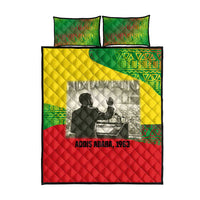 Ethiopia Haile Selassie I Quilt Bed Set with Addis Ababa 1963 Speech Quote Pan-African Flag Colors and Kente Pattern - Wonder Print Shop