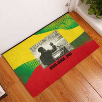 Ethiopia Haile Selassie I Rubber Doormat with Addis Ababa 1963 Speech Quote Pan-African Flag Colors and Kente Pattern - Wonder Print Shop