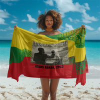 Ethiopia Haile Selassie I Sarong with Addis Ababa 1963 Speech Quote Pan-African Flag Colors and Kente Pattern - Wonder Print Shop