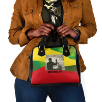 Ethiopia Haile Selassie I Shoulder Handbag with Addis Ababa 1963 Speech Quote Pan-African Flag Colors and Kente Pattern - Wonder Print Shop