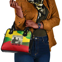 Ethiopia Haile Selassie I Shoulder Handbag with Addis Ababa 1963 Speech Quote Pan-African Flag Colors and Kente Pattern - Wonder Print Shop