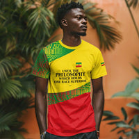 Ethiopia Haile Selassie I T shirt with Addis Ababa 1963 Speech Quote Pan-African Flag Colors and Kente Pattern TS04