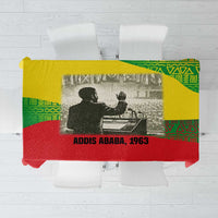 Ethiopia Haile Selassie I Tablecloth with Addis Ababa 1963 Speech Quote Pan-African Flag Colors and Kente Pattern - Wonder Print Shop