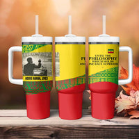 Ethiopia Haile Selassie I Tumbler With Handle with Addis Ababa 1963 Speech Quote Pan-African Flag Colors and Kente Pattern - Wonder Print Shop