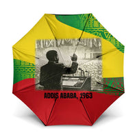 Ethiopia Haile Selassie I Umbrella with Addis Ababa 1963 Speech Quote Pan-African Flag Colors and Kente Pattern - Wonder Print Shop